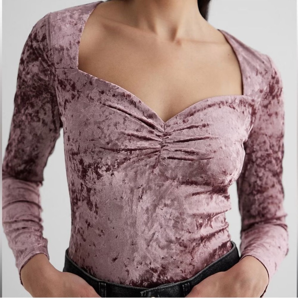 Express Pink Ruched Fitted Bodysuit